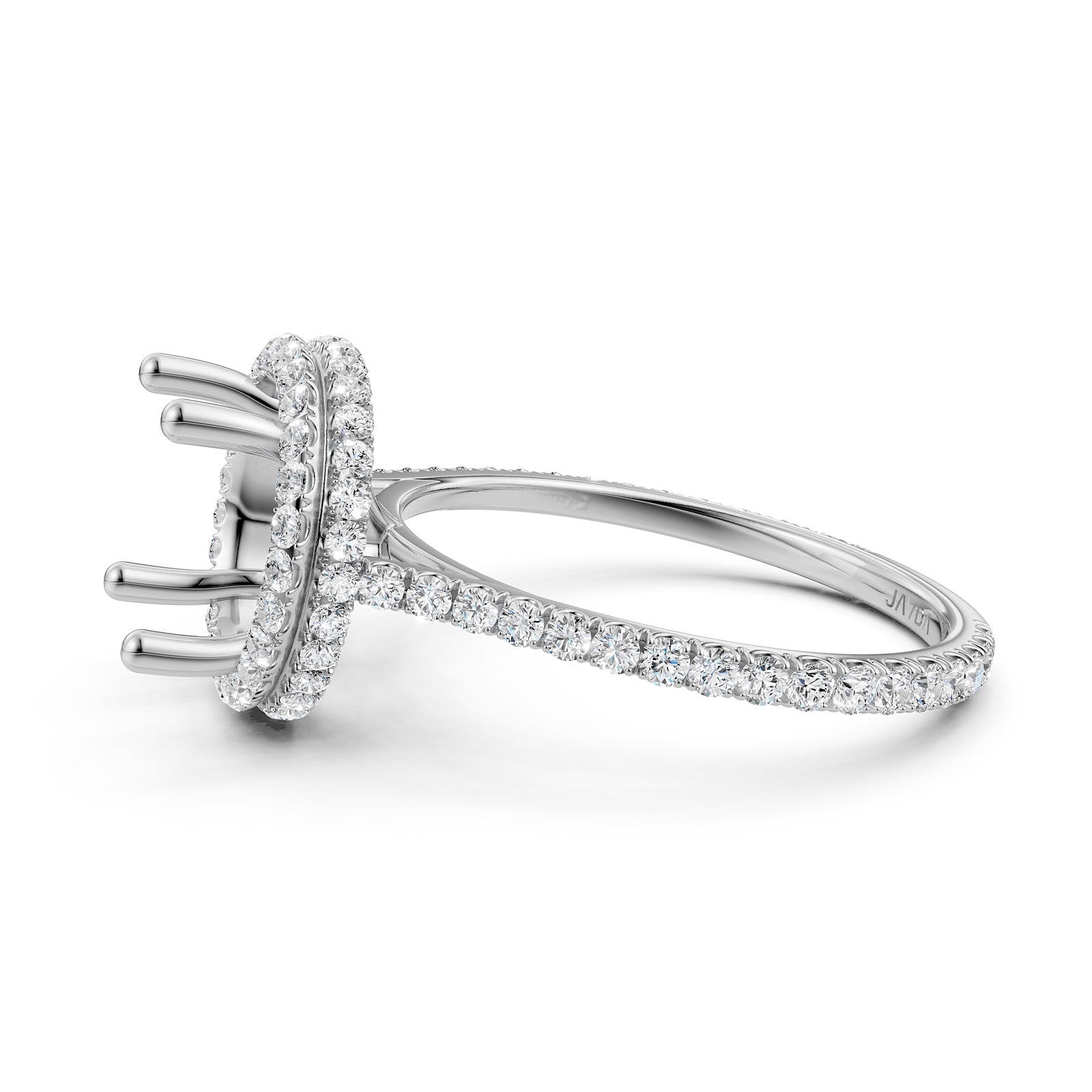 Double Halo Semi Mount Lab Grown Diamond Engagement Ring 0.53 Ct.